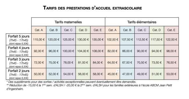 Tarifs vacances23 24